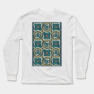 Retro Groovy Pattern in blue, orange and yellow 2 Long Sleeve T-Shirt